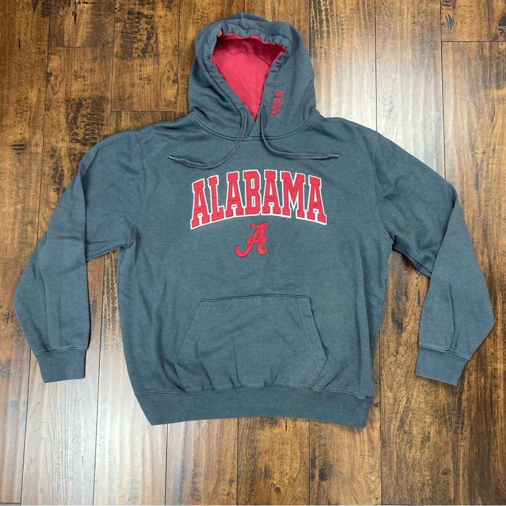 ALABAMA CRIMSON TIDE Hoodie Sweatshirt Gray Stadium Athletics Embroidered LARGE